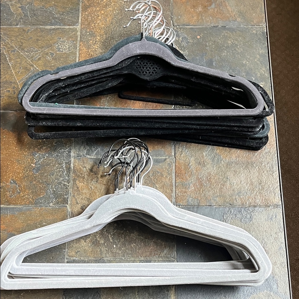 Set of Black and Gray Velvet Hangers